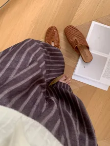 Mules trenzadas mujer puntera cuadrada zapatos planos cómodos verano casual elegantes