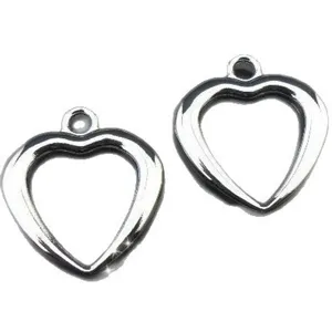 Silver hollow heart metal pendant charms for DIY jewelry making accessories main view