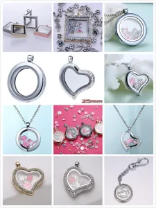 Pendentif médaillon flottant en verre rond en acier inoxydable pour collier de souvenirs DIY.