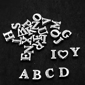 8mm rhinestone letter charms zinc alloy DIY alphabet jewelry making accessories detail