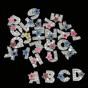 Shiny Alloy Rhinestone Letter Charms DIY Pendant For Bracelet Necklace Keychain Jewelry Making Accessories