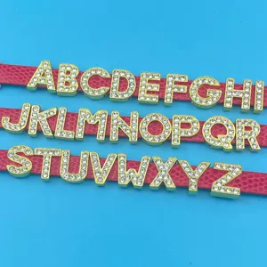 Pendentifs lettres alphabet strass doré 10mm DIY accessoires initiaux pour porte-clés