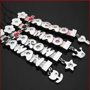 Breloque de lettre en strass DIY lanière de poignet pendentif téléphone accessoires
