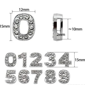 Pendentifs chiffres en strass accessoires métal DIY chiffres cristal scintillants lot 0-9