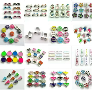 Assortiment de floating charms locket pendentifs émaillés en métal pour bijoux DIY.