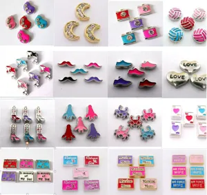 Breloques flottantes en alliage émaillé strass medaillons bracelets accessoires de bijoux DIY