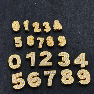 10mm Breloques Chiffres Strass Or Pave Cristal Digits DIY Fabrication de Bijoux Accessoires