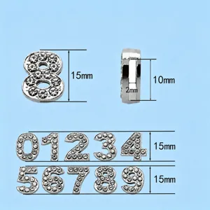 10mm Charms Coulissants Chiffres Strass DIY Accessoires Bijoux Numériques Guide Des Tailles