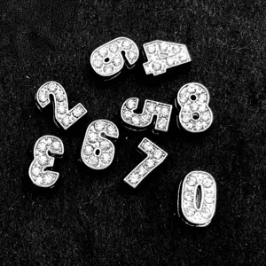 Pendentifs de chiffres en strass de 10mm charms coulissants diamant bricolage bracelet