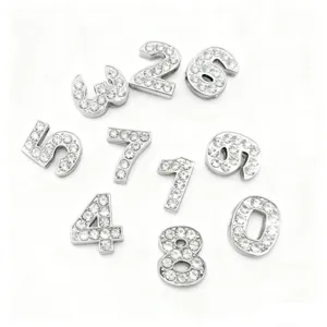 chiffres en strass 10mm à glissière breloques perles de cristal diy pour bracelet