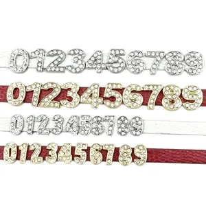 Set de charms chiffres strass 0-9 pour bracelets coulissants porte-clés et bandes cuir