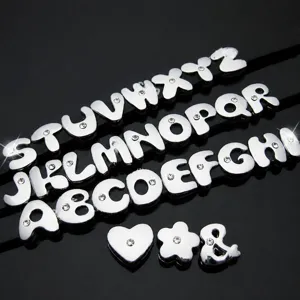 breloques lettres strass 8mm curseurs pour fabrication de bijoux bracelets et porte cles