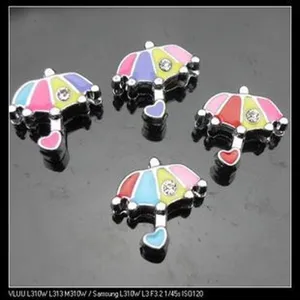 Colorful umbrella enamel rhinestone charm beads for DIY handmade bracelets and necklaces.