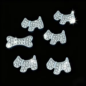 Rhinestone Scottie Dog Charms 10mm Crystal Metal DIY Jewelry Accessories for Bracelets Craft