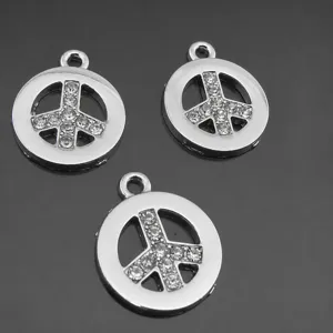 Alloy Rhinestone Peace Sign Charm Pendant DIY Jewelry Making Accessories Set - 3 Pcs