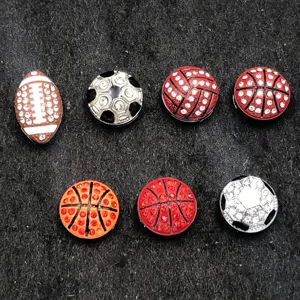8mm strass sport bottoni a pressione diy bracciale in pelle ciondoli calcio basket