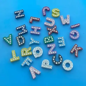 8mm Colorful Painted Rhinestone Letter DIY Alphabet Beads Charm for Jewelry Making Crafts