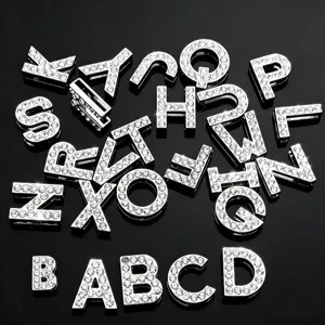 Breloques de Lettre Coulis en Strass Pendentifs Alphabet Étincelants en Alliage de Cristal pour Bracelet Collier Ceinture Fabrication de Bijoux