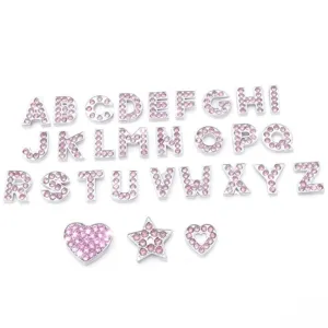 8mm rose strass lettres et formes pendentifs diy faits à la main bijoux accessoires détail