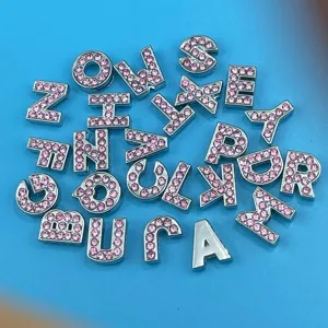 8mm lettres alphabet strass rose diy pendentif fait main accessoires de bijoux lot
