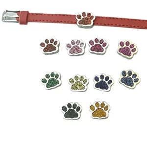 8mm Pendentif empreinte de patte chien alliage scintillant DIY accessoires de bijoux multicolore