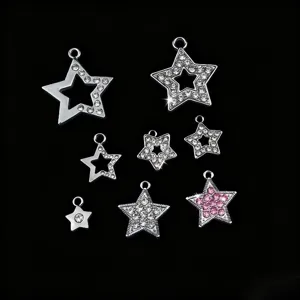 Pendentif Étoile en Alliage de Zinc Strass Charme Électroplaqué Étoile à Cinq Branches Pendentifs en Cristal pour Lingerie Soutien-Gorge Artisanat Fabrication de Bijoux Accessoires DIY