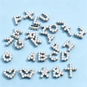 8mm strass alphabet lettres charms argent métal DIY bracelet collier bijoux accessoires