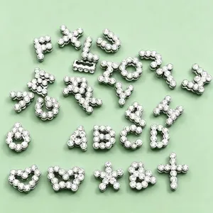 8mm strass lettres pendentifs argent metal alphabet perles diy collier bijoux creation