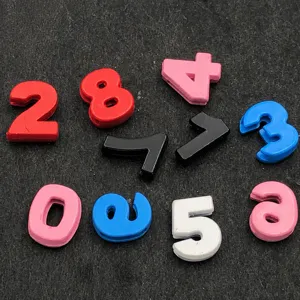 Colorful 10mm painted number beads DIY charms for keychains, license plate key rings and crafts.