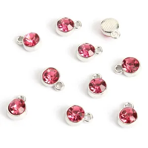 Kleine legering roze strass steen hanger charms voor sieraden maken en december geboortesteen.