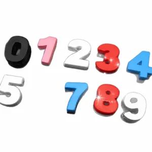 10mm colorful painted number alloy charms for DIY keychains and car license plate pendants.