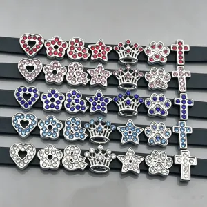 8mm strass alliage charms coeur etoile couronne croix DIY porte-clés accessoires