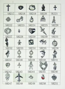 Alloy rhinestone pendant charm catalog variety pack for jewelry making and keychains.
