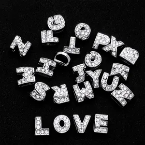 DIY Strass Buchstaben Anhänger runder Loch Alphabet Charm für Kette Schmuckherstellung