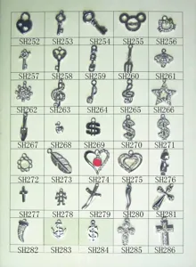 Alloy rhinestone charms grid display board assorted cute shapes jewelry findings set