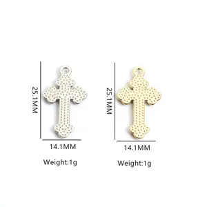 Metall Kreuz Anhänger DIY Schmuck Charms in Silber Gold Zubehör für Halskette 25mm