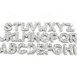 Rhinestone letter charms detail showing sparkling crystal alphabet pieces for DIY accessories.