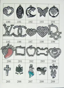 Alloy rhinestone charm pendants collection, mixed metal hanging ornaments for DIY jewelry making.