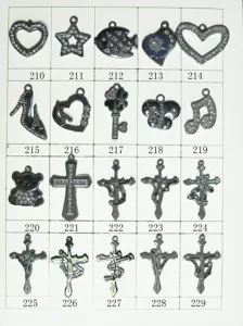 Alloy rhinestone charms assortment, various shapes like hearts, crosses, and bears DIY.