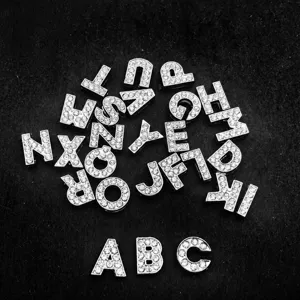 DIY Strass Buchstaben Charms Silber glitzernde Alphabet Perlen für Halskette Schmuckbau