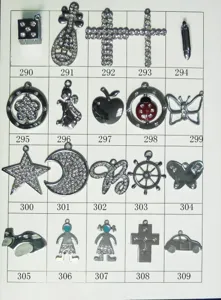 Assorted rhinestone alloy charm pendants grid set for DIY jewelry making and crafts