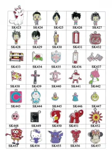 Metal enamel cartoon character and brand logo charms diy jewelry pendants set assorted styles.
