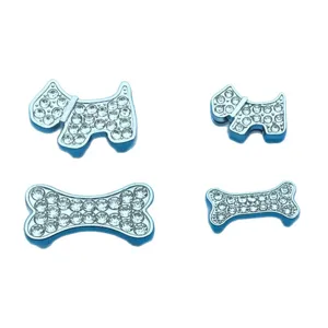 Breloques DIY en strass chien et os pour colliers d'animaux et bracelets personnalisés.