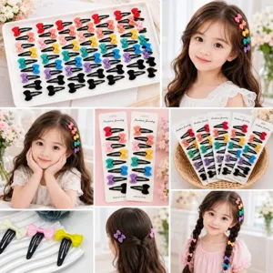 Cute colorful bow hair clips for girls, sweet hairpin sets in multi-color styles for daily wear