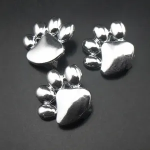 10MM silver paw print metal charms for DIY bracelet and pet collar jewelry accessories