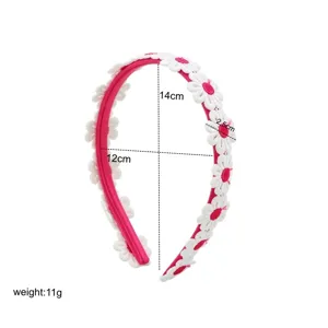 Sweet Floral Lace Embroidery Headband Daisy Fabric Plastic Hairband Princess Fashion Hair Hoop Accessories For Kids Girls