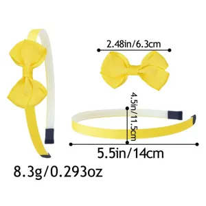 Yellow ribbed bow headband sweet girl hair accessory lightweight comfortable daily wear