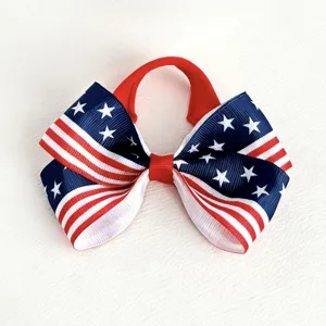 American flag hair bow elastic hair tie red white and blue cute hair accessory for kids