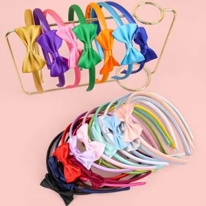 Bunte Satin Schleife Haarreifen süße Haarschmuck für Damen Mädchen Party Alltag Accessoires