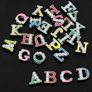 Pendentifs Et Curseurs De Lettres En Strass En Alliage Coloré Pour La Fabrication De Bijoux DIY Bracelet Chaîne De Téléphone